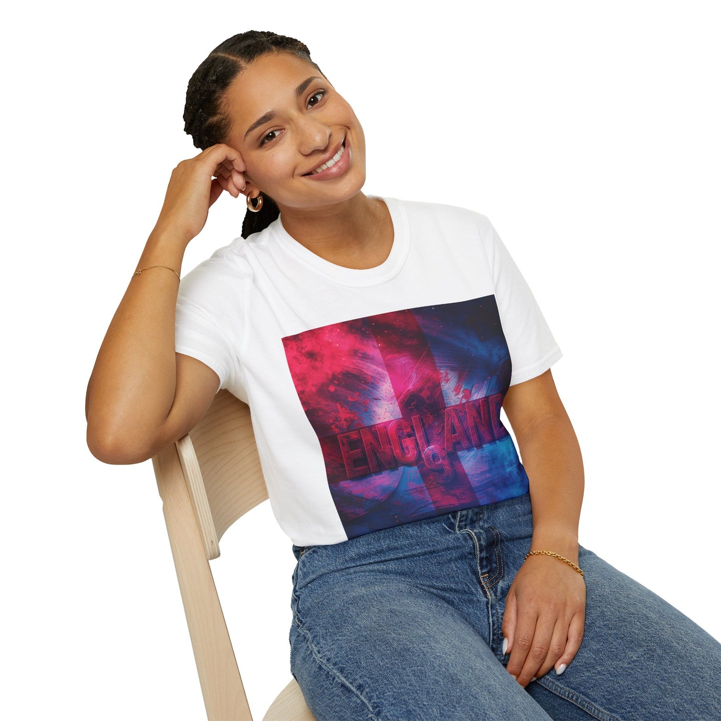 England Flag Soccer Match Day T-Shirt Smoke Graphic Tess