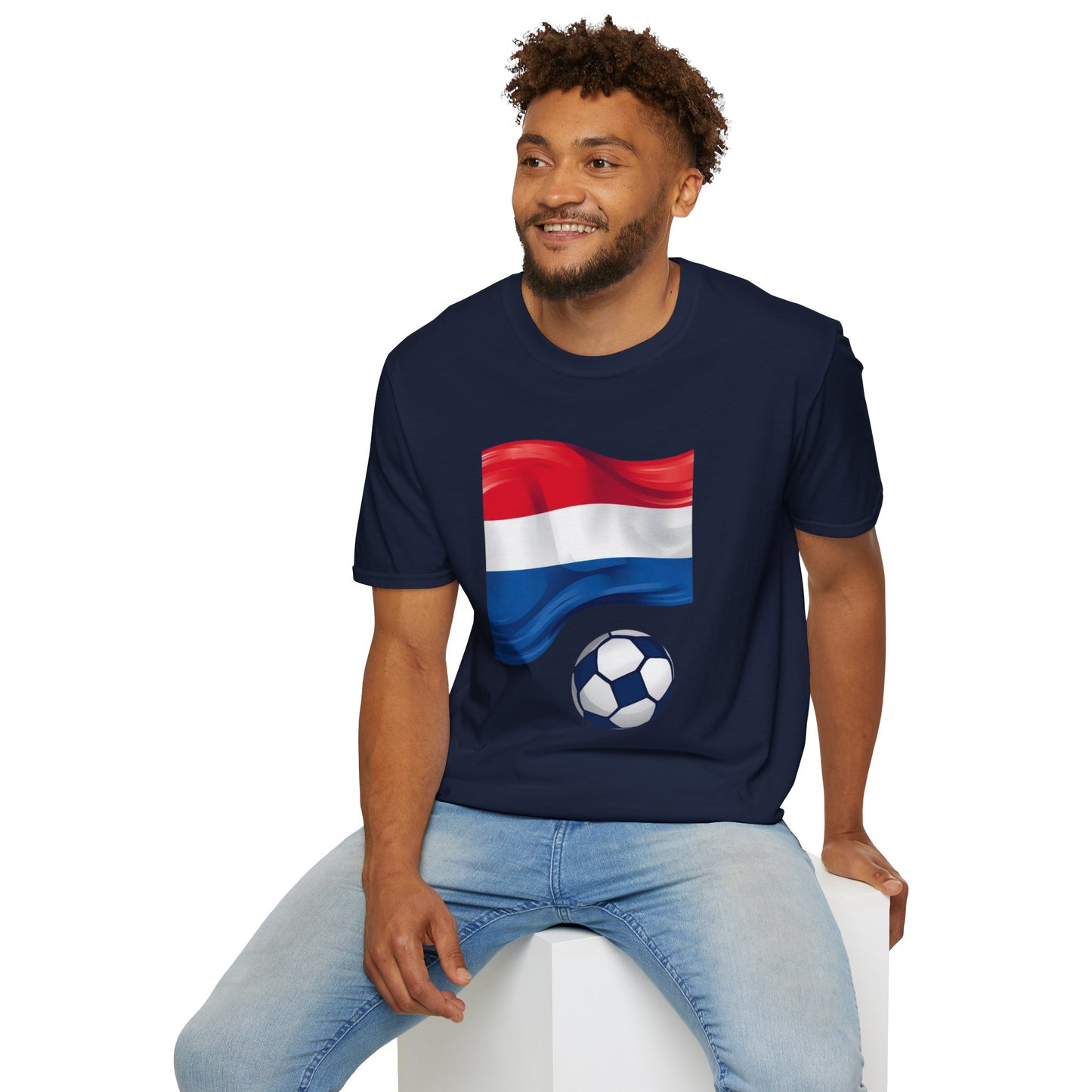 Netherlands Waving Flag Soccer Tee Clean Minimalist Oranje Football Fan T-Shirt