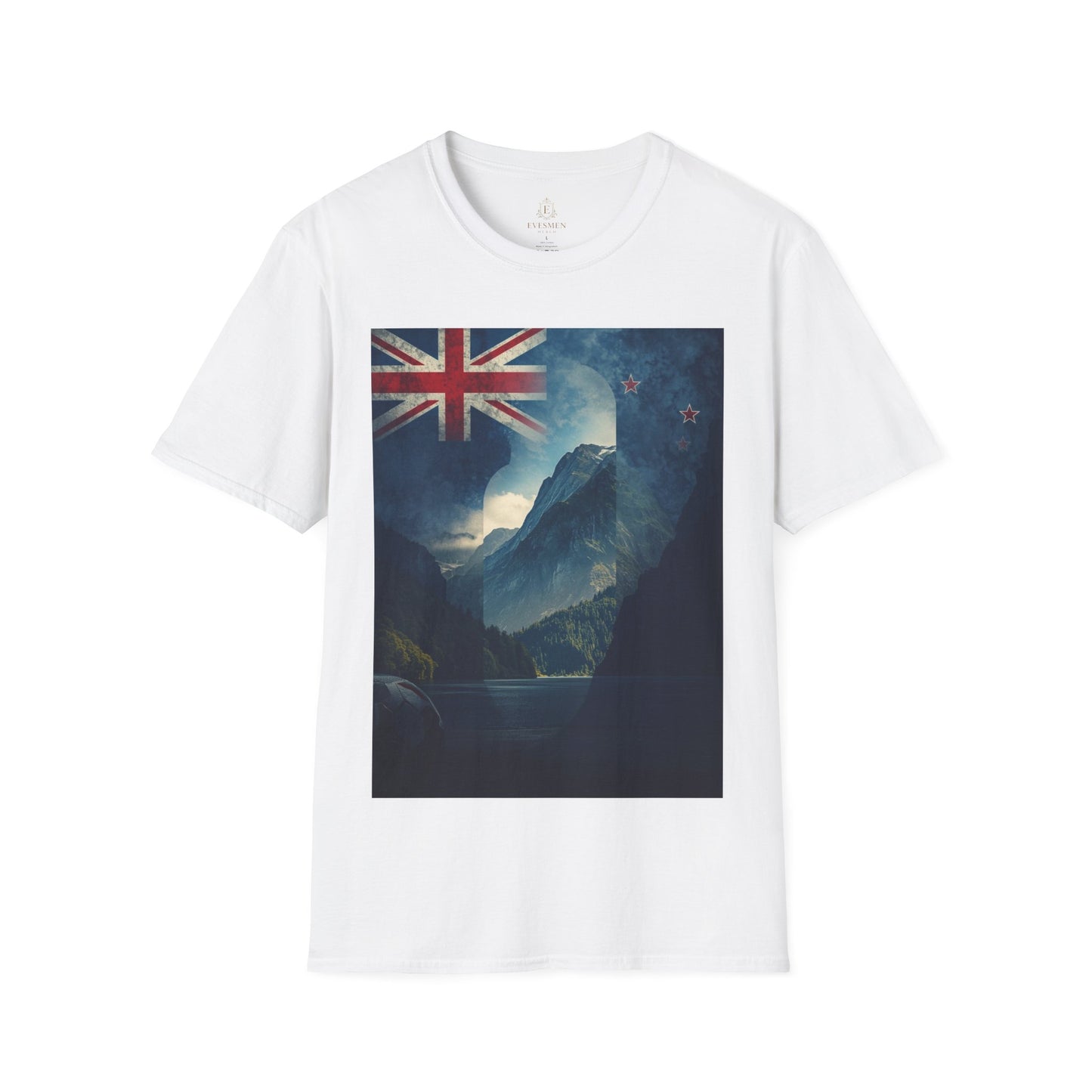 New Zealand Flag Mountain T-Shirt Cinematic Landscape Soccer Graphic Tee