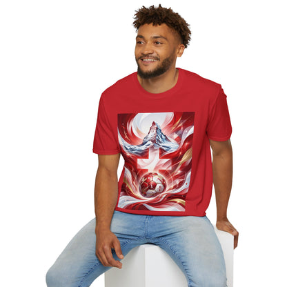 Swiss Soccer Crest T‑Shirt — Alpine Cross & Football Graphic Tee