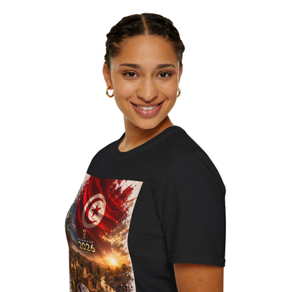 Tunisia Football Flag Chebika Oasis T-Shirt Eagles of Carthage Soccer Design Tee