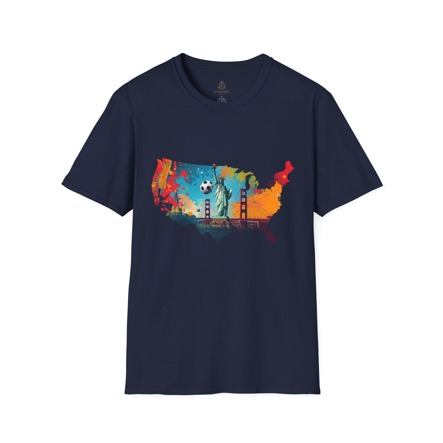 USA Soccer Match Day T-shirt — Colorful Map Graphic Tee
