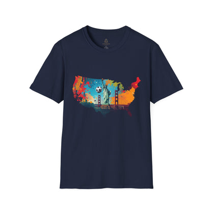 USA Soccer Match Day T-shirt — Colorful Map Graphic Tee