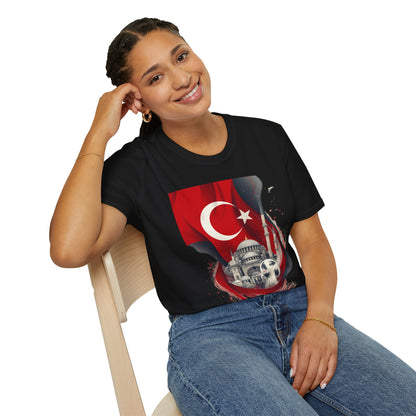 Türkiye Football T-Shirt Turkish Flag & Istanbul Mosque Design Tee