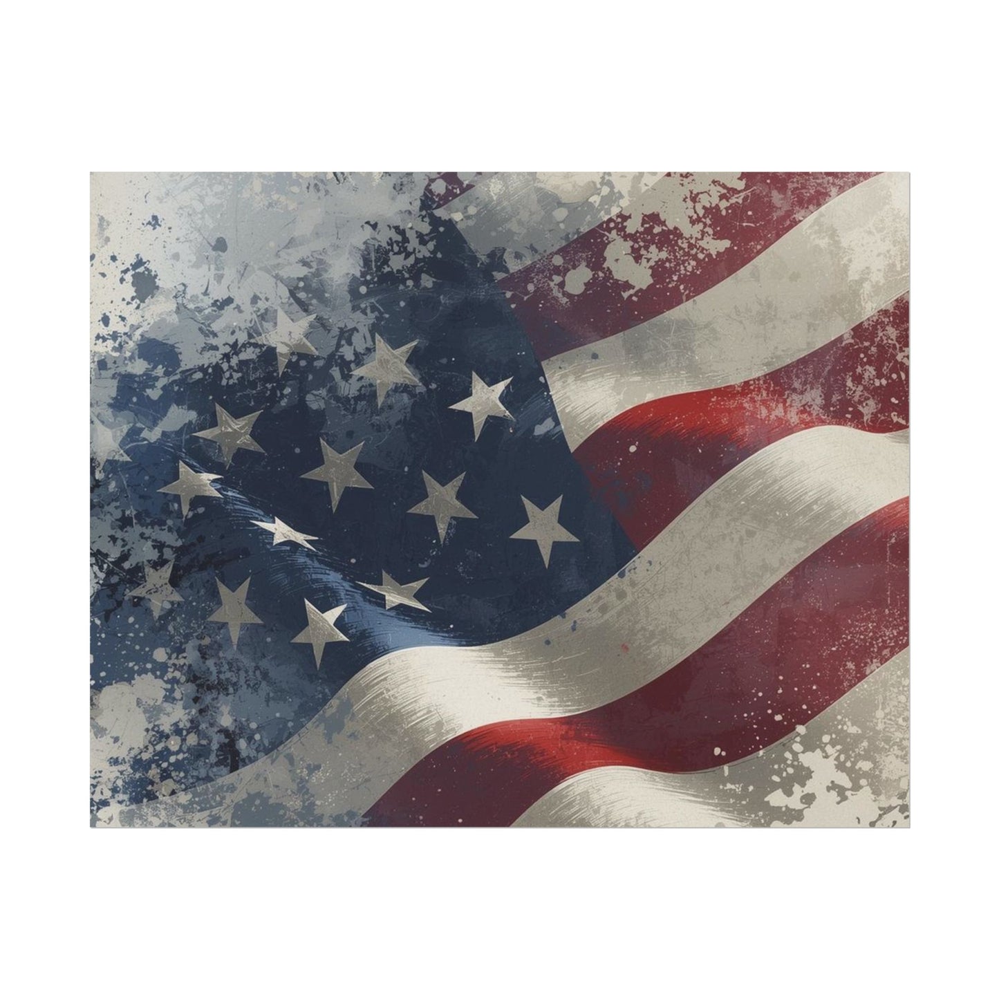 Vintage-style American flag with a distressed texture on a white background