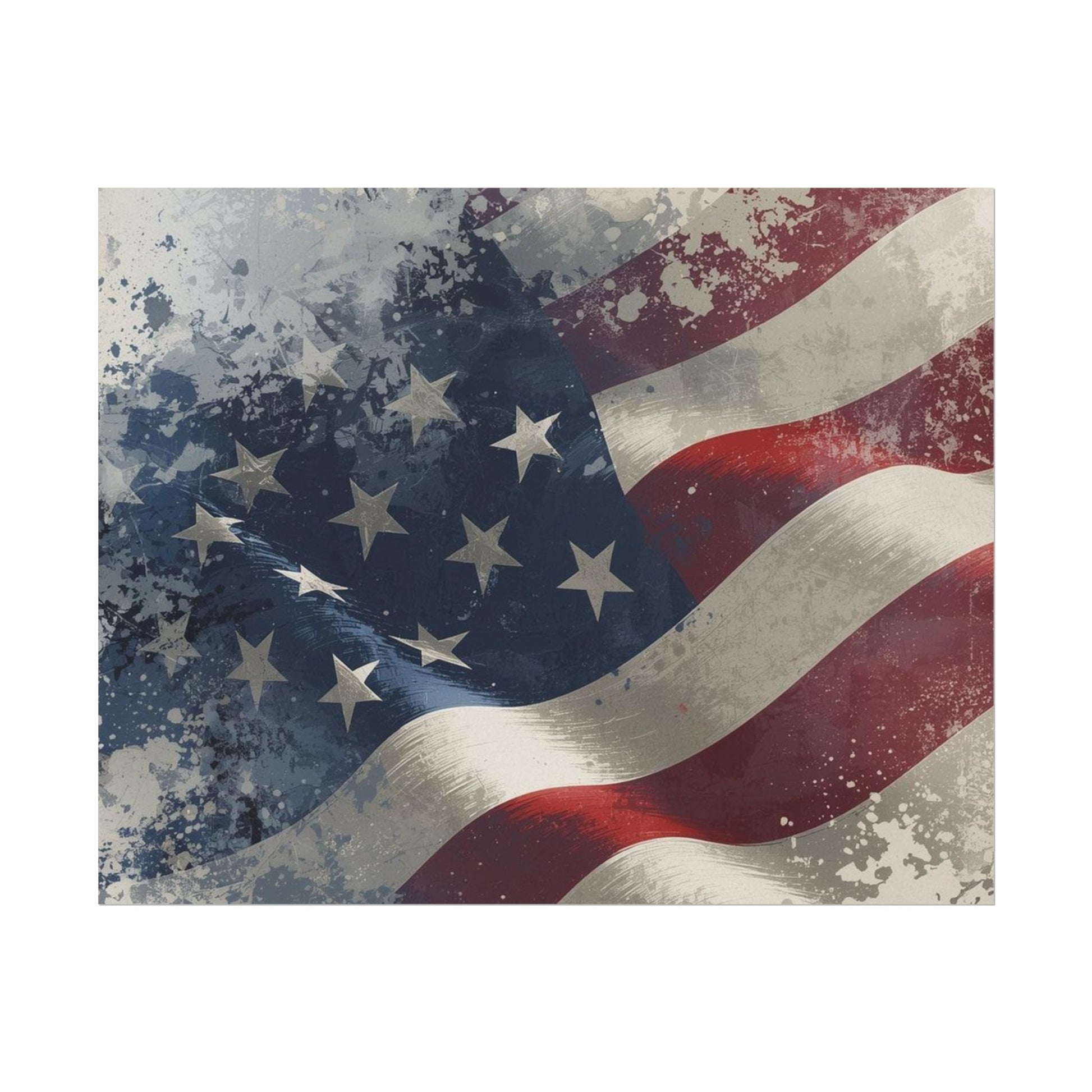 Vintage-style American flag with a distressed texture on a white background
