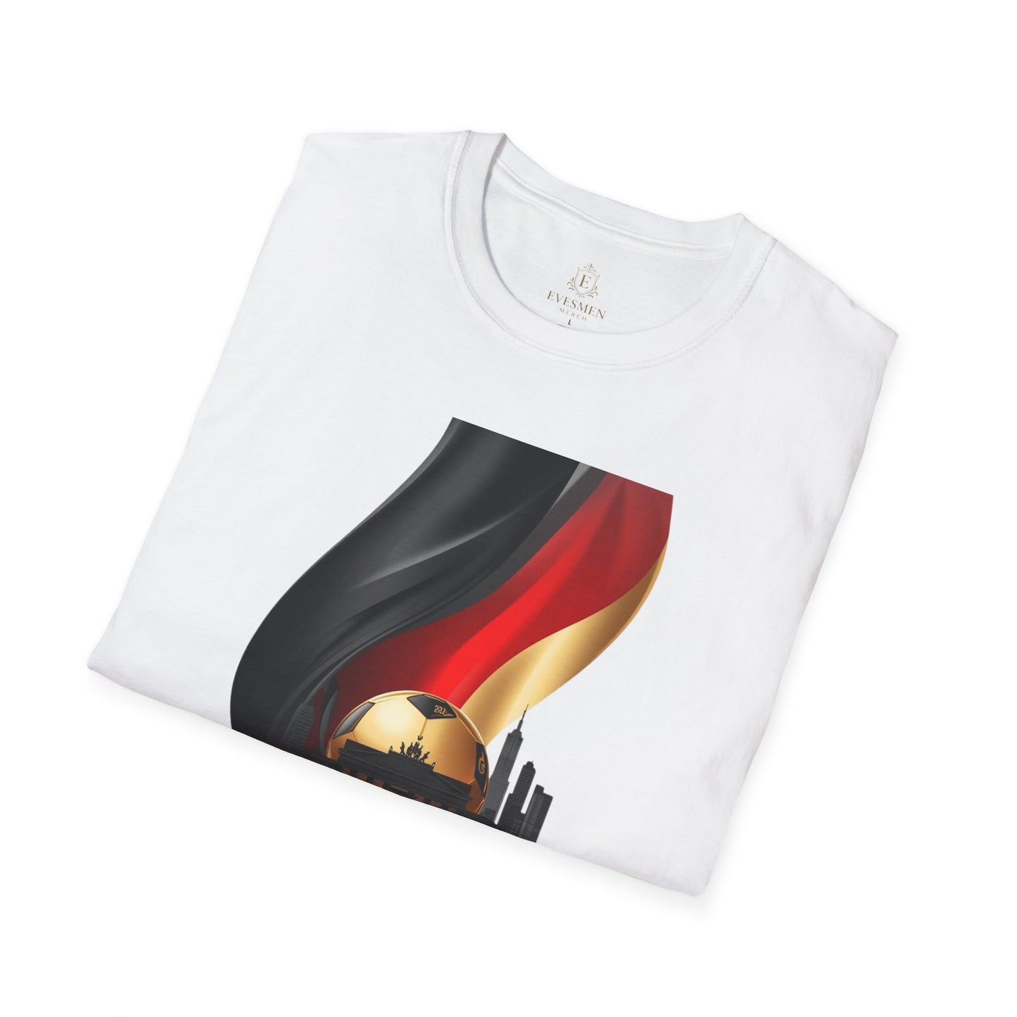 Germany Flag Brandenburg Gate T-Shirt Luxury Gold Die Mannschaft Soccer Tee