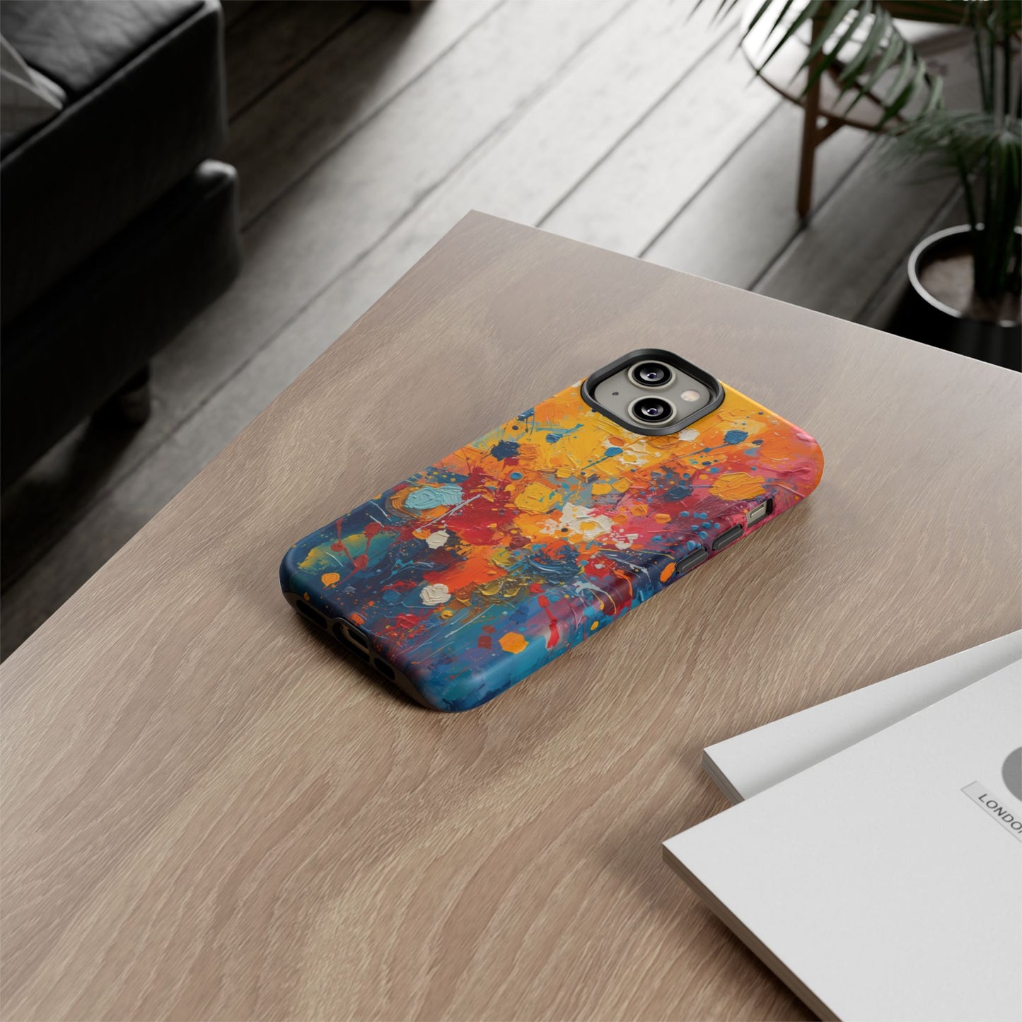 Abstract Color Splash Phone Case — Vibrant Paint Splatter Protective Cover