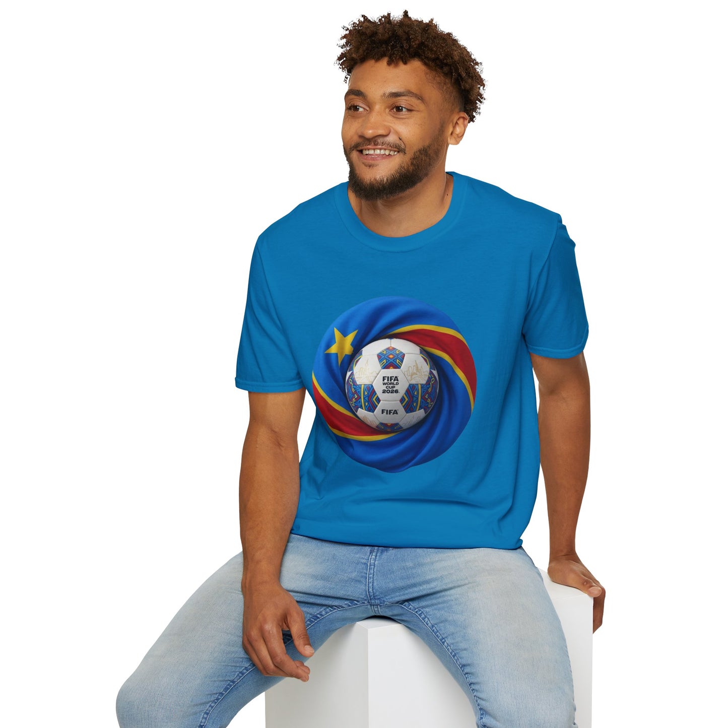 DR Congo Football Flag Circular Graphic T-Shirt Leopards Soccer 2026 Tee