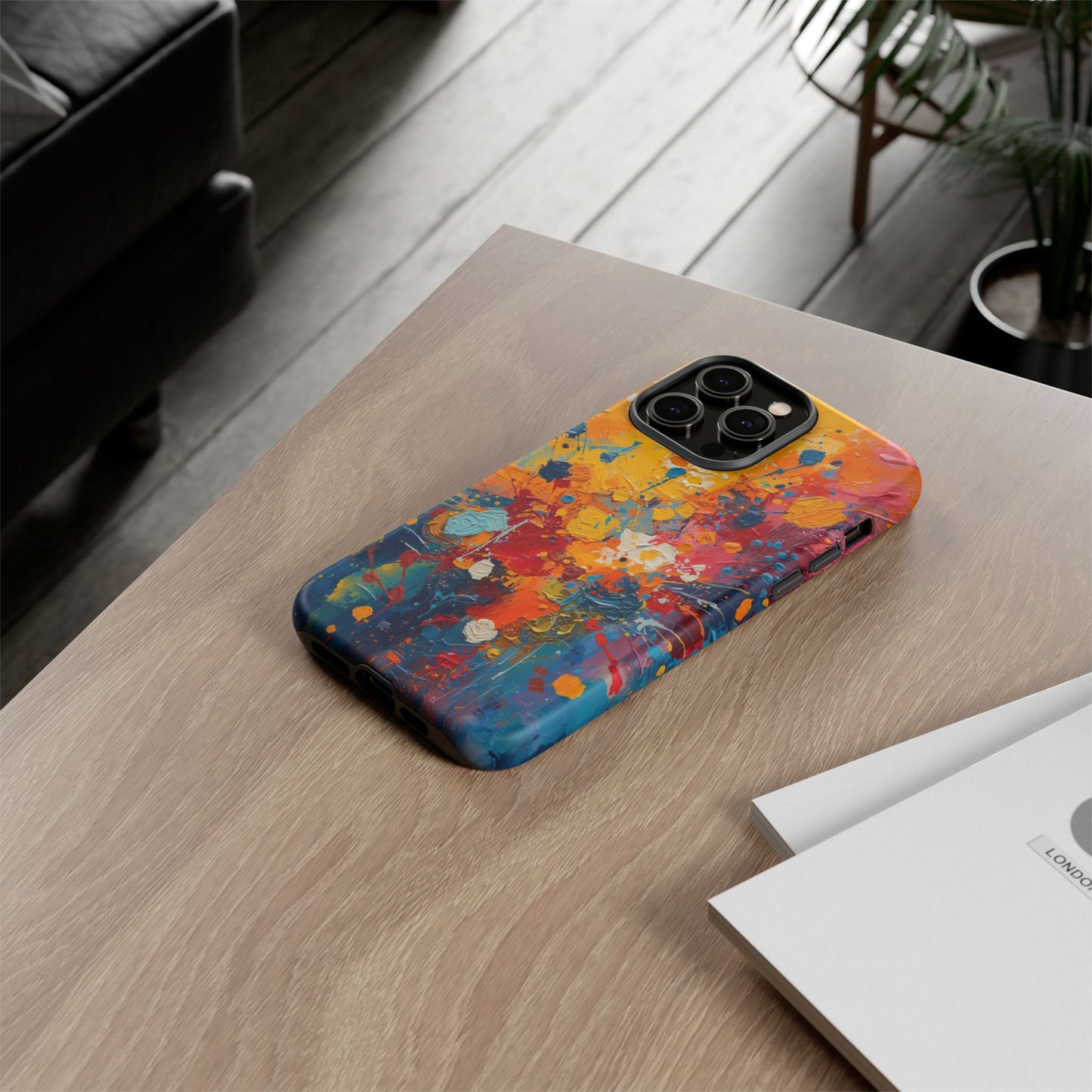 Abstract Color Splash Phone Case — Vibrant Paint Splatter Protective Cover
