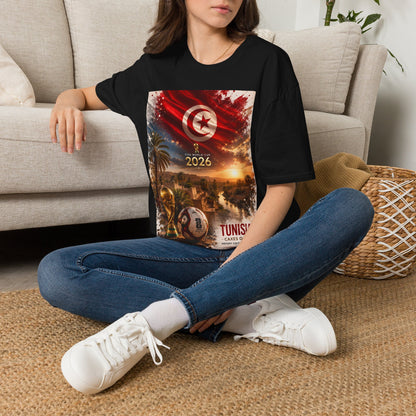 Tunisia Football Flag Chebika Oasis T-Shirt Eagles of Carthage Soccer Design Tee