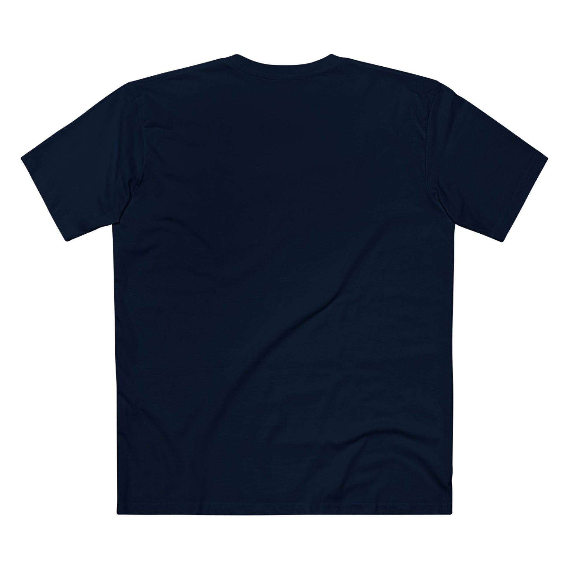 Navy blue t-shirt on a white background