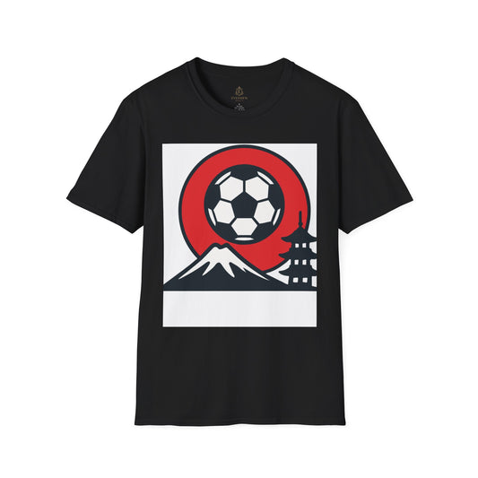 Japan Soccer T-Shirt — Mount Fuji & Pagoda Football Design Tee
