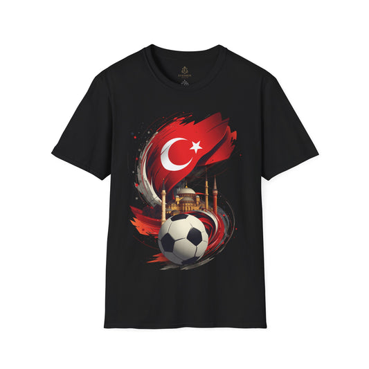 Turkey Soccer T-Shirt — Turkish Flag, Mosque & Football Design Tee