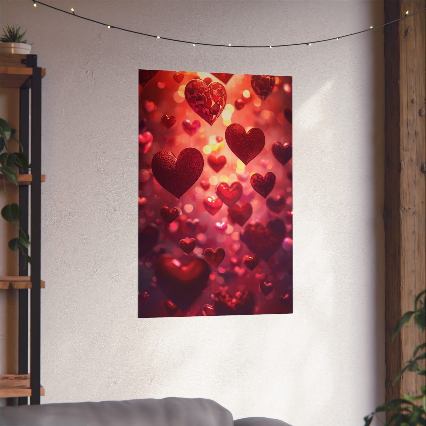 Romantic Floating Hearts Matte Poster — Valentine’s Day Wall Art