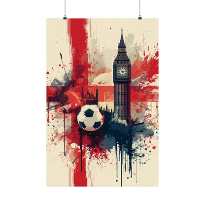 London England Football Poster — Big Ben & Union Jack Soccer Art Print