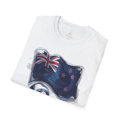 New Zealand Football Flag Sketch Tee All Whites Soccer Graphic T-Shirt