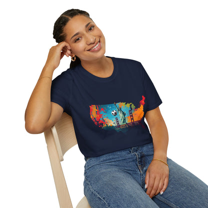 USA Soccer Match Day T-shirt — Colorful Map Graphic Tee