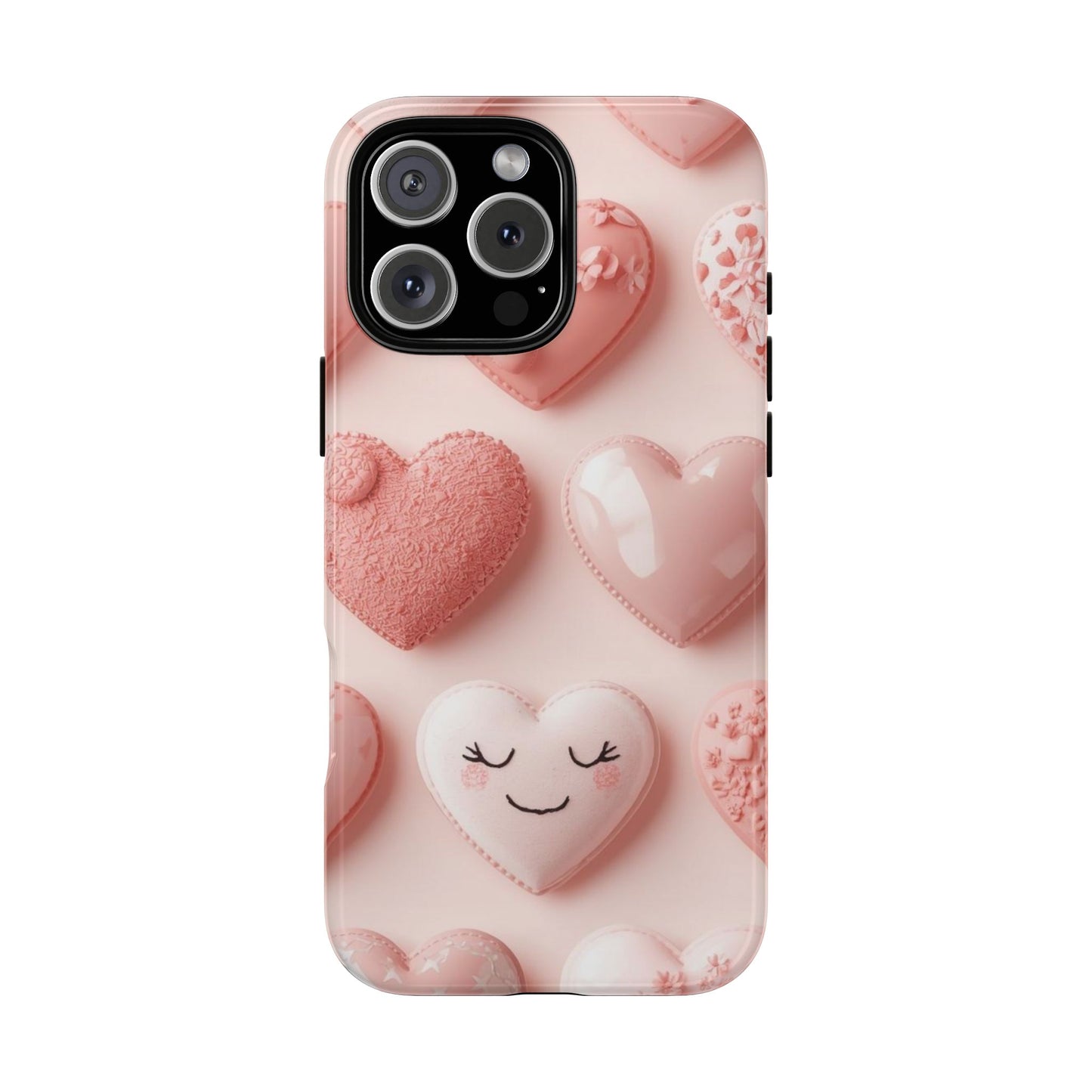 Phone Case — Pink 3D Hearts Cute Valentine Protective Cover