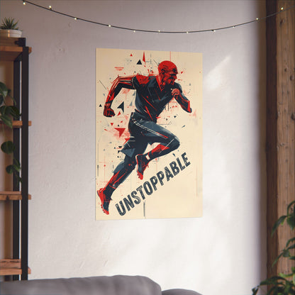 Unstoppable Runner Wall Poster Motivational Art Print for Gym Home