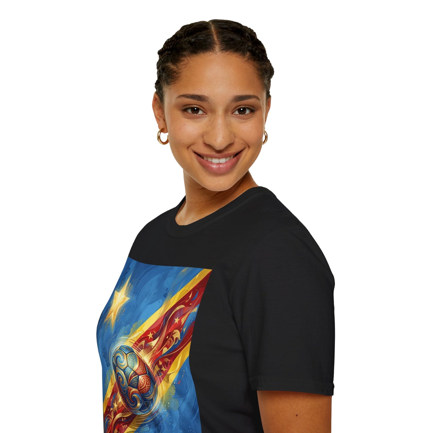DR Congo Football Flag Graphic T-Shirt Dynamic Leopards Soccer Design Tee