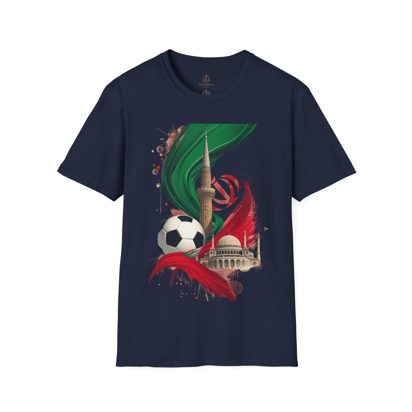 Iran Dynamic Flag Colors T-shirt Minaret & Mosque Art Tee