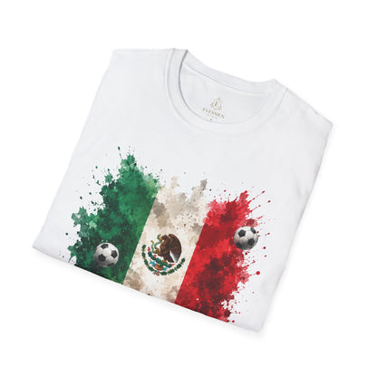 Mexico Soccer Flag T-Shirt — Mexican Flag, Pyramid & Football Fan Tee
