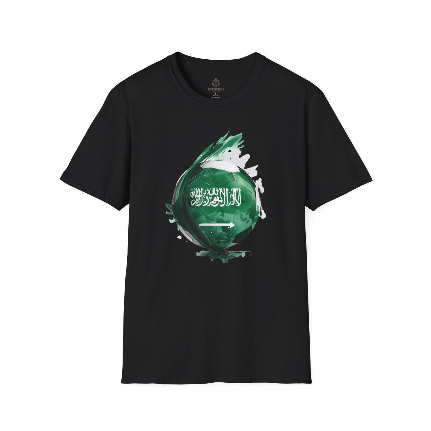 Saudi Arabia Football Flag Splatter T-Shirt Abstract Green Falcon Soccer Tee