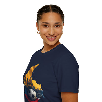 Colombia Map Soccer T-Shirt — Colombian Flag Skyline Football Tee