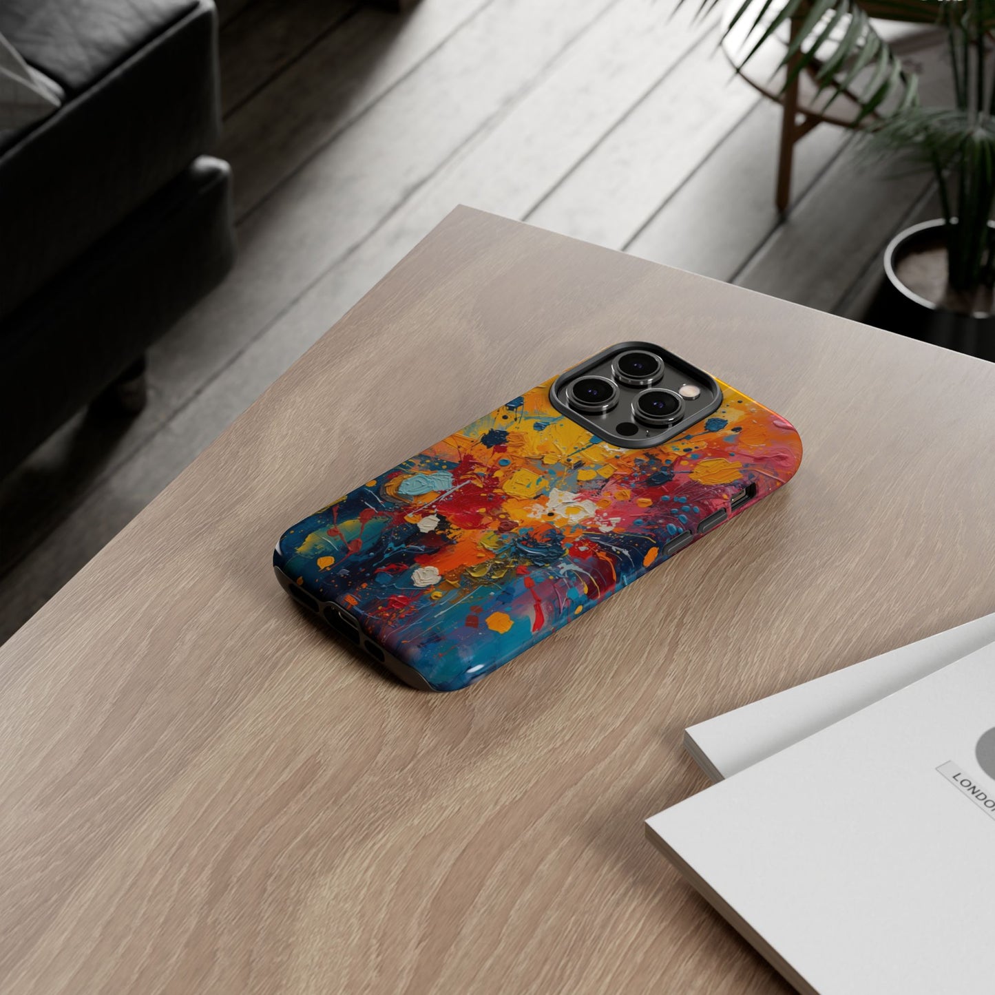 Abstract Color Splash Phone Case — Vibrant Paint Splatter Protective Cover