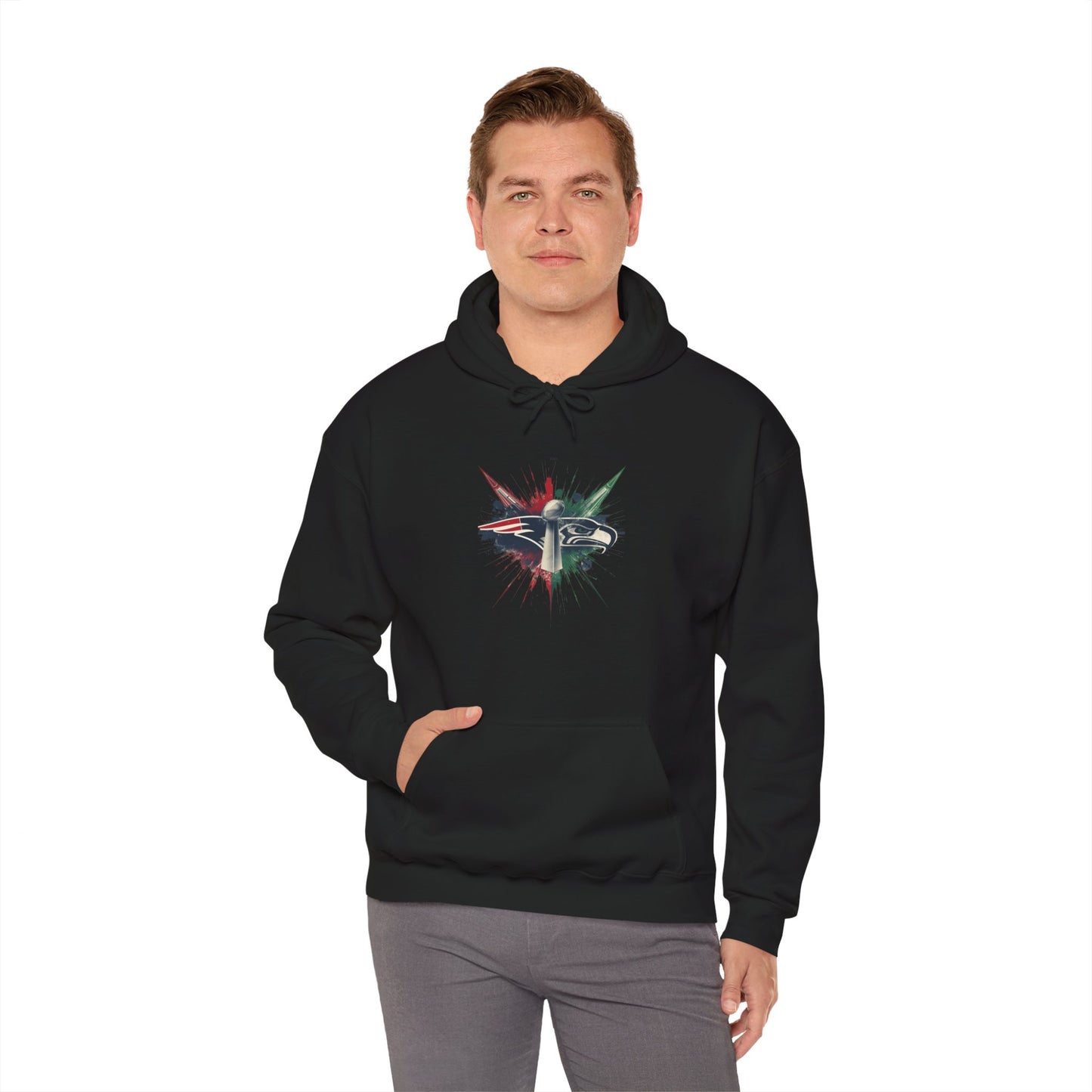 Iconic Football Rivalry Split Logo Hoodie Football Pullover Jacket
