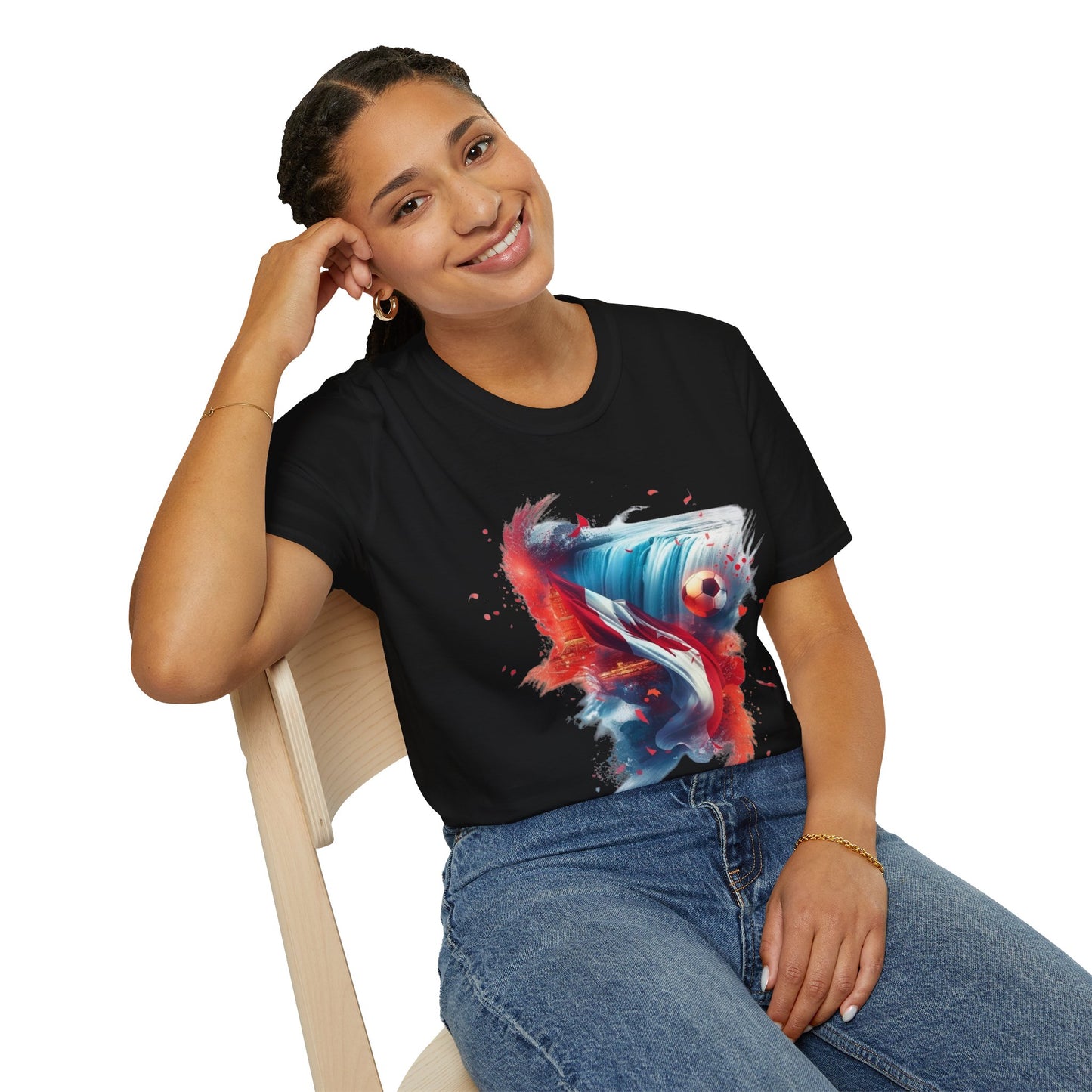 Canadian Football Fan T-Shirt Abstract Flag & Niagara Falls Design Tee