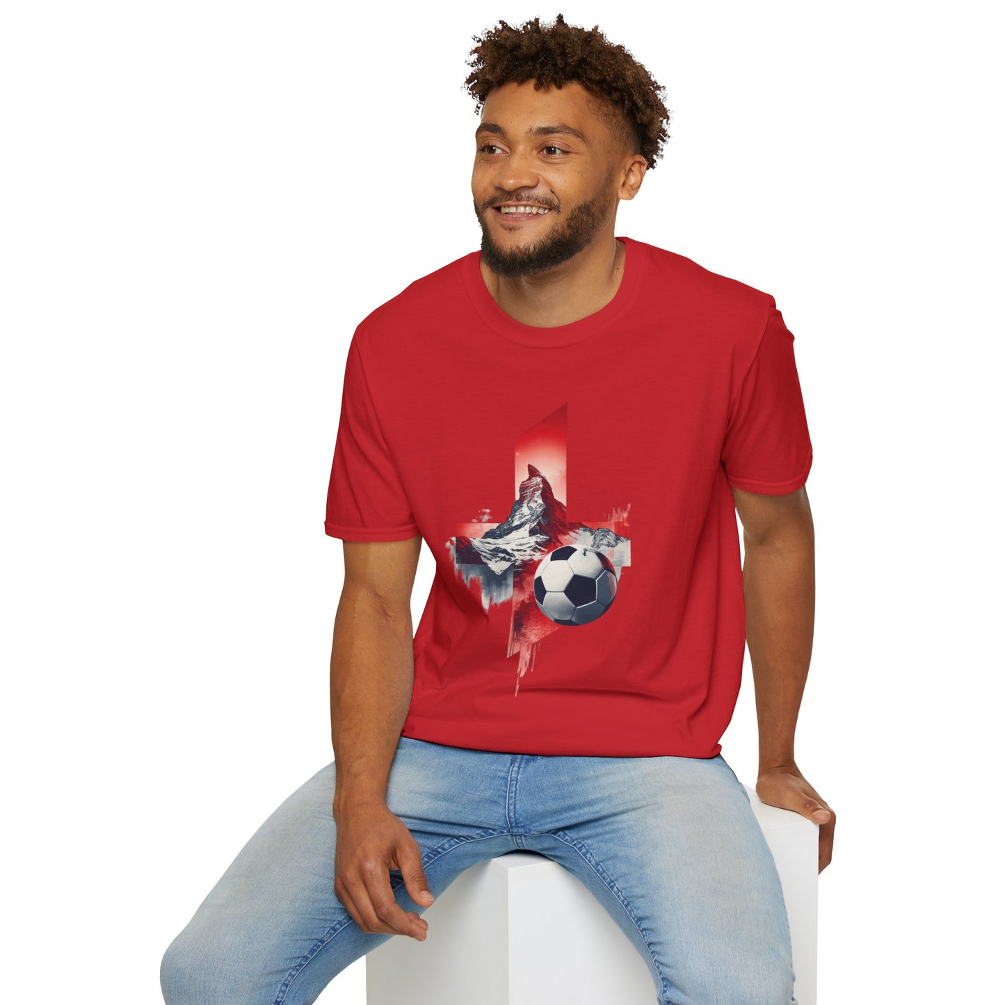 Soccer Switzerland Flag T-Shirt — Alpine Wolf & Football Graphic Tee