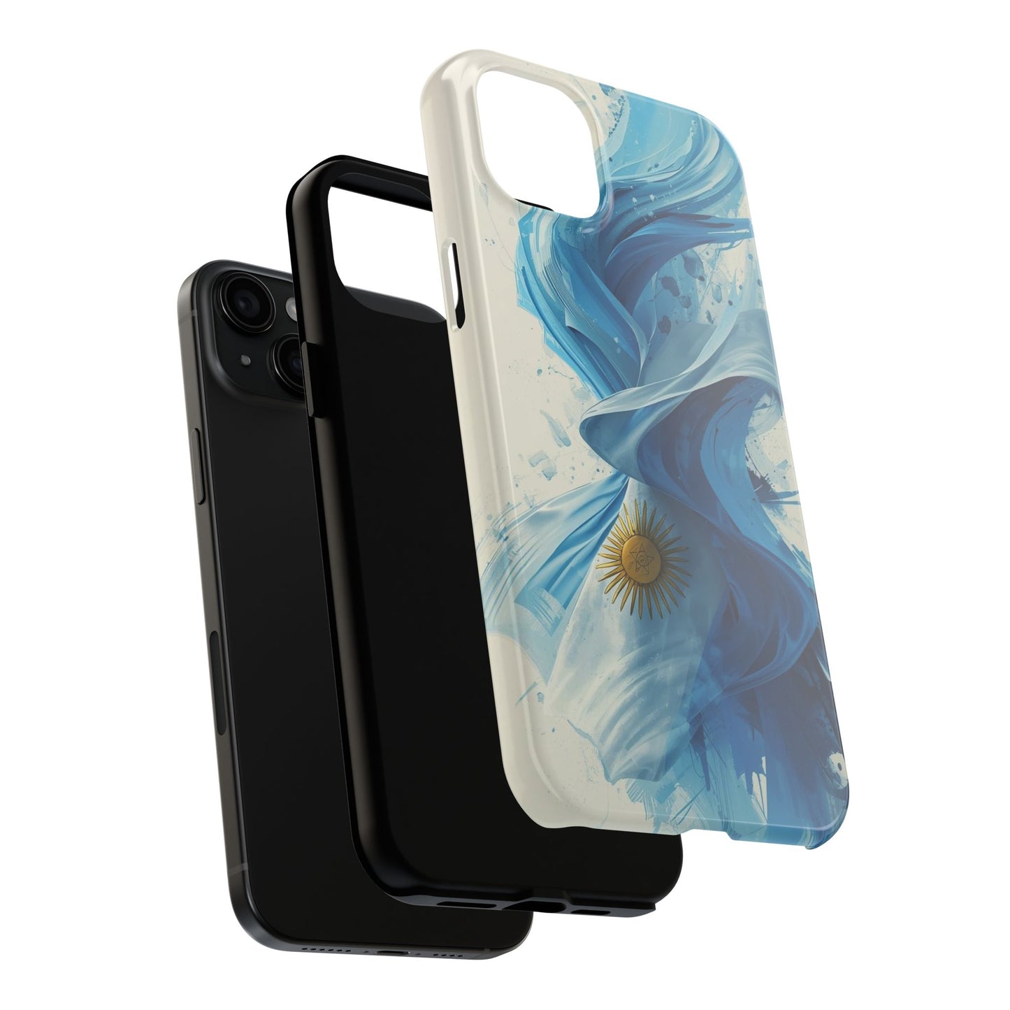 Argentinian Flag Watercolor Tough Phone Case - Blue Ribbon & Sun Protective Cover