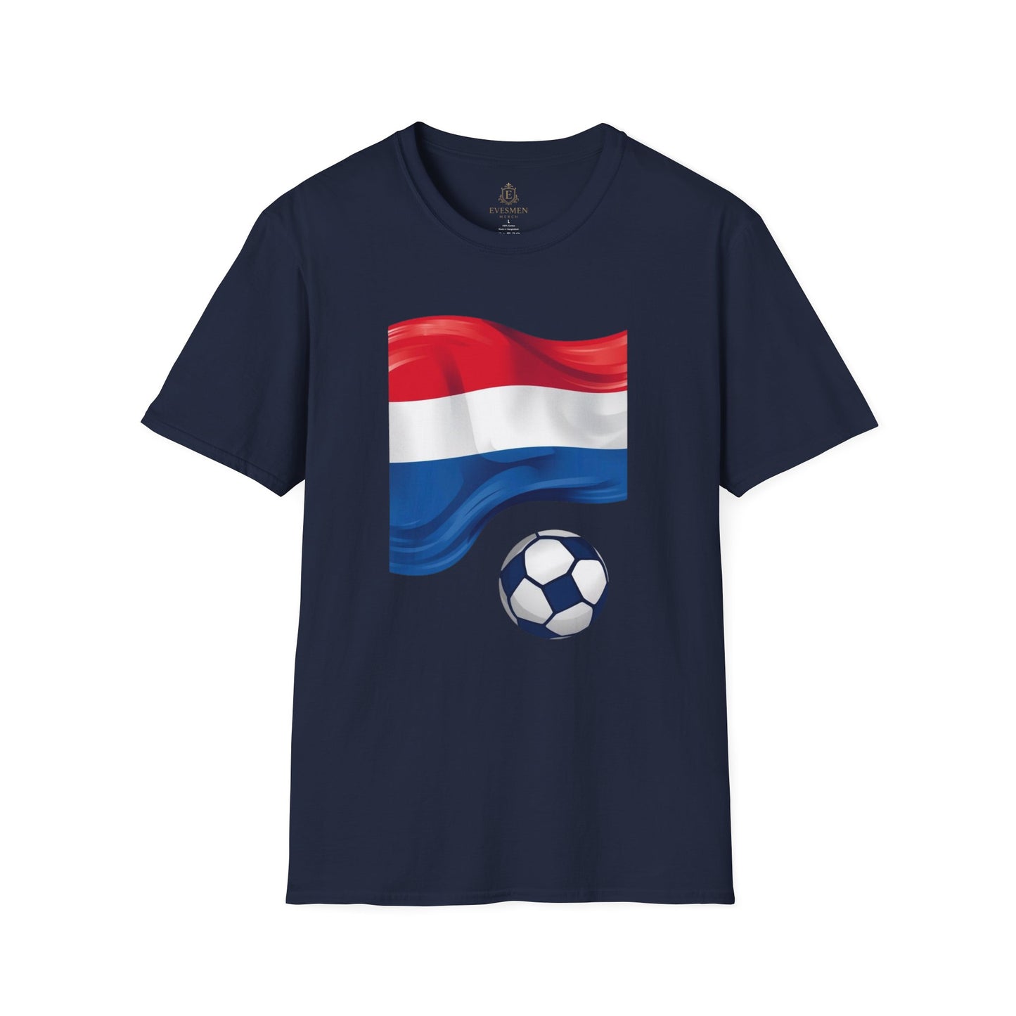 Netherlands Waving Flag Soccer Tee Clean Minimalist Oranje Football Fan T-Shirt