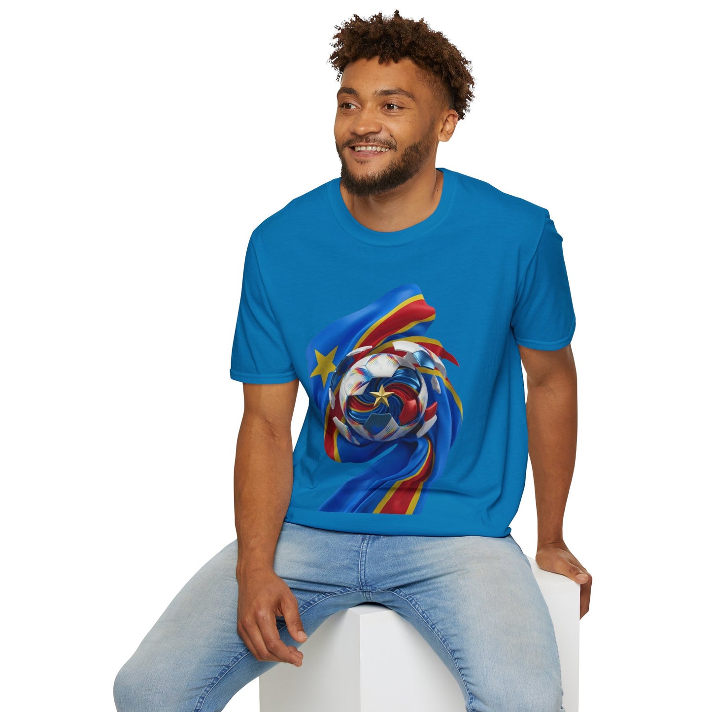 DR Congo Football Flag Exploding Ball T-Shirt Leopards Soccer Graphic Tee
