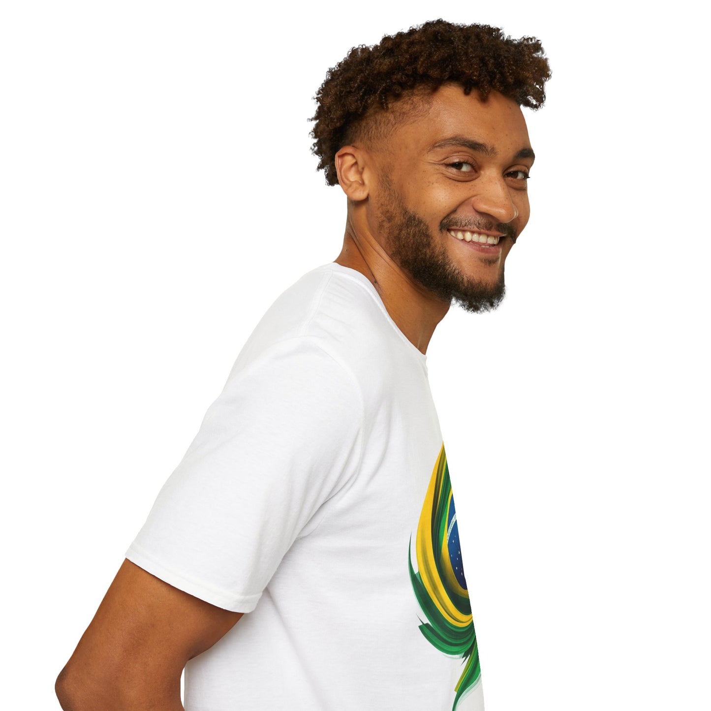 Brazil Flag Feather Football Graphic T-Shirt Tee