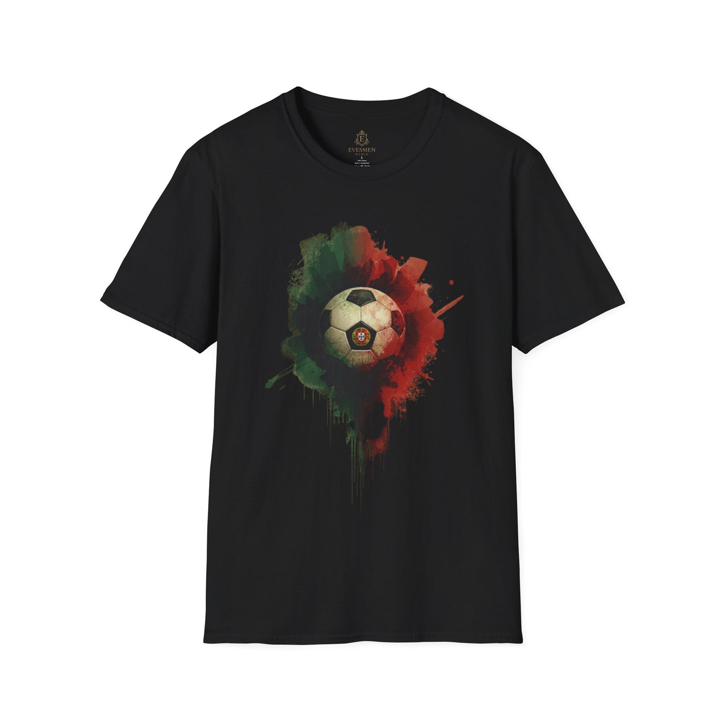 Portugal Football Flag Paint Splash T-Shirt Seleção Soccer Graphic Tee