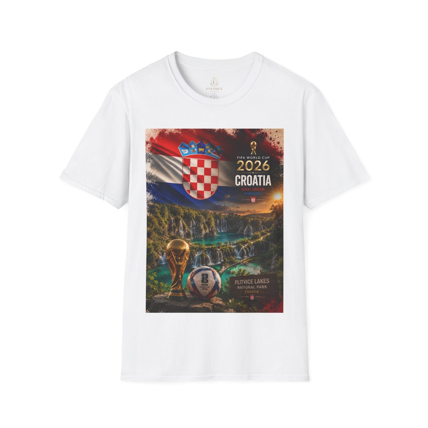 Croatia Football Flag Plitvice Lakes T-Shirt Vatreni Soccer Landscape Tee