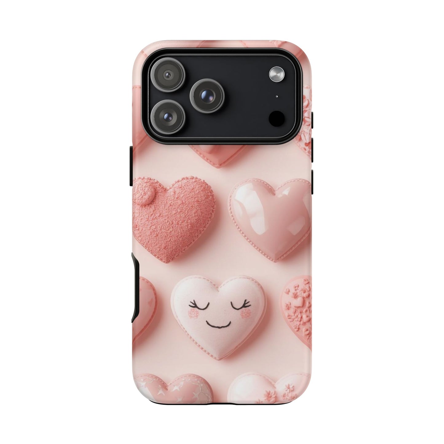 Phone Case — Pink 3D Hearts Cute Valentine Protective Cover