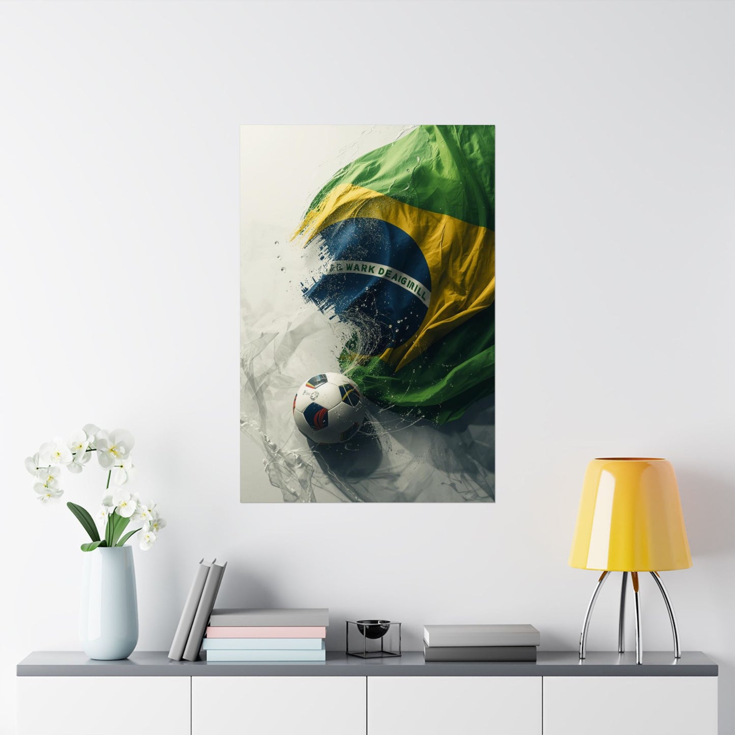 Brazil Flag Soccer Poster — Matte Vertical Football Wall Art Print