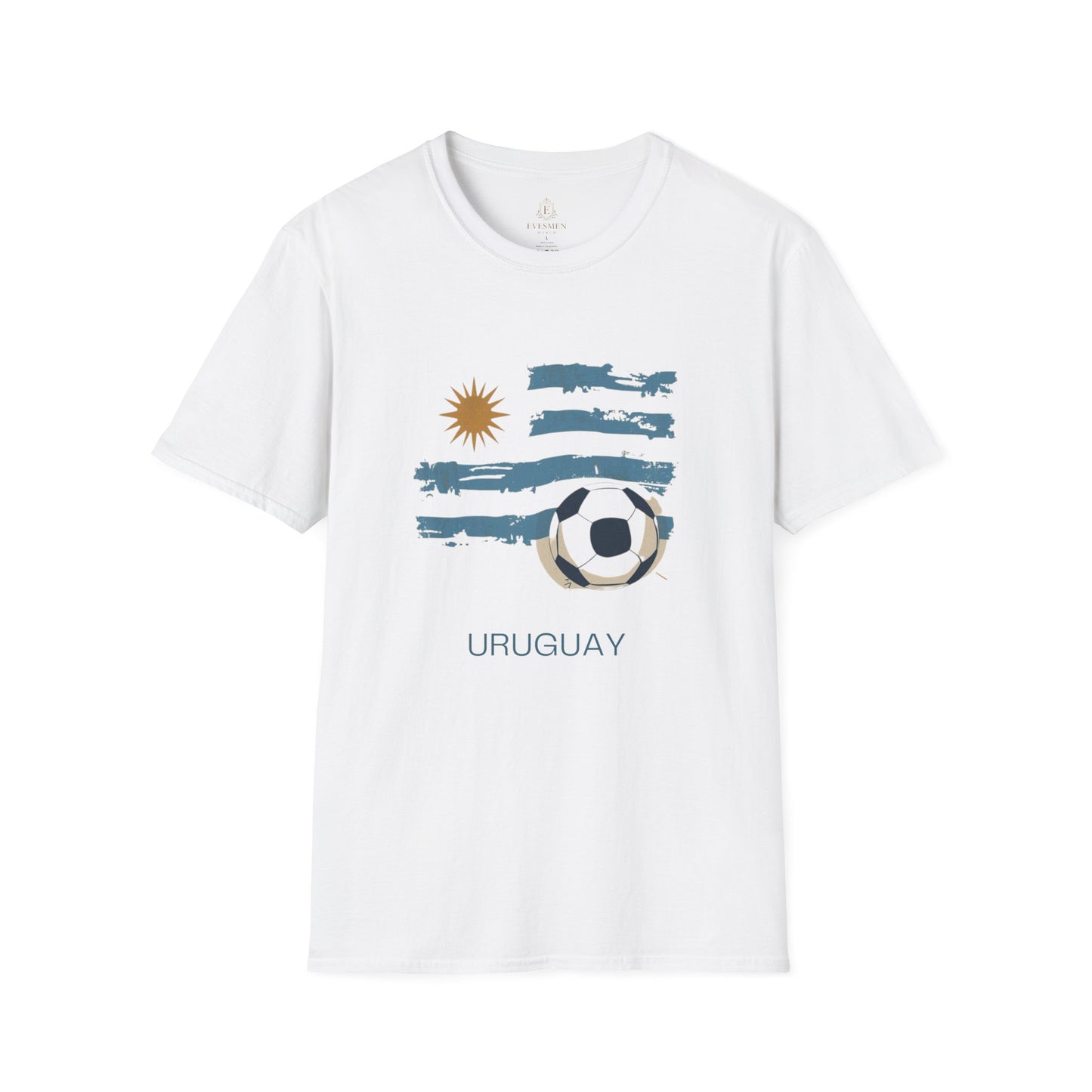 Uruguay Football Flag Graphic T-Shirt La Celeste Soccer Brushstroke Tee