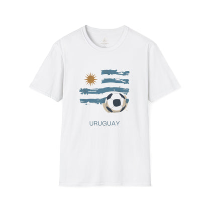 Uruguay Football Flag Graphic T-Shirt La Celeste Soccer Brushstroke Tee