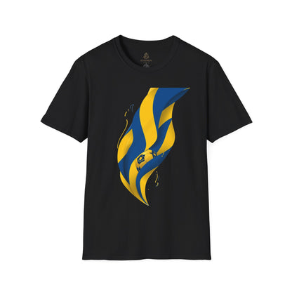 Sweden Football Flag T‑Shirt Abstract Minimalist Blue & Yellow Graphic Tee