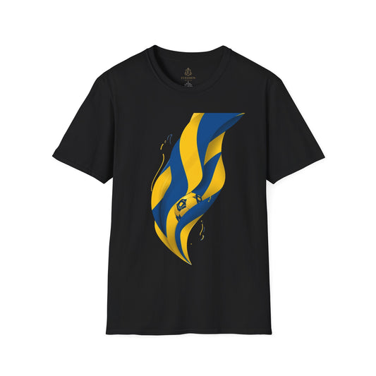 Sweden Football Flag T‑Shirt Abstract Minimalist Blue & Yellow Graphic Tee