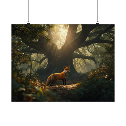 Woodland Fox Poster – Matte Horizontal Nature Wall Decor