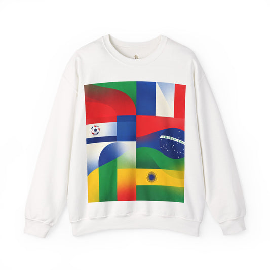 Match Day Flags Crewneck Sweatshirt — Colorful Soccer World Design