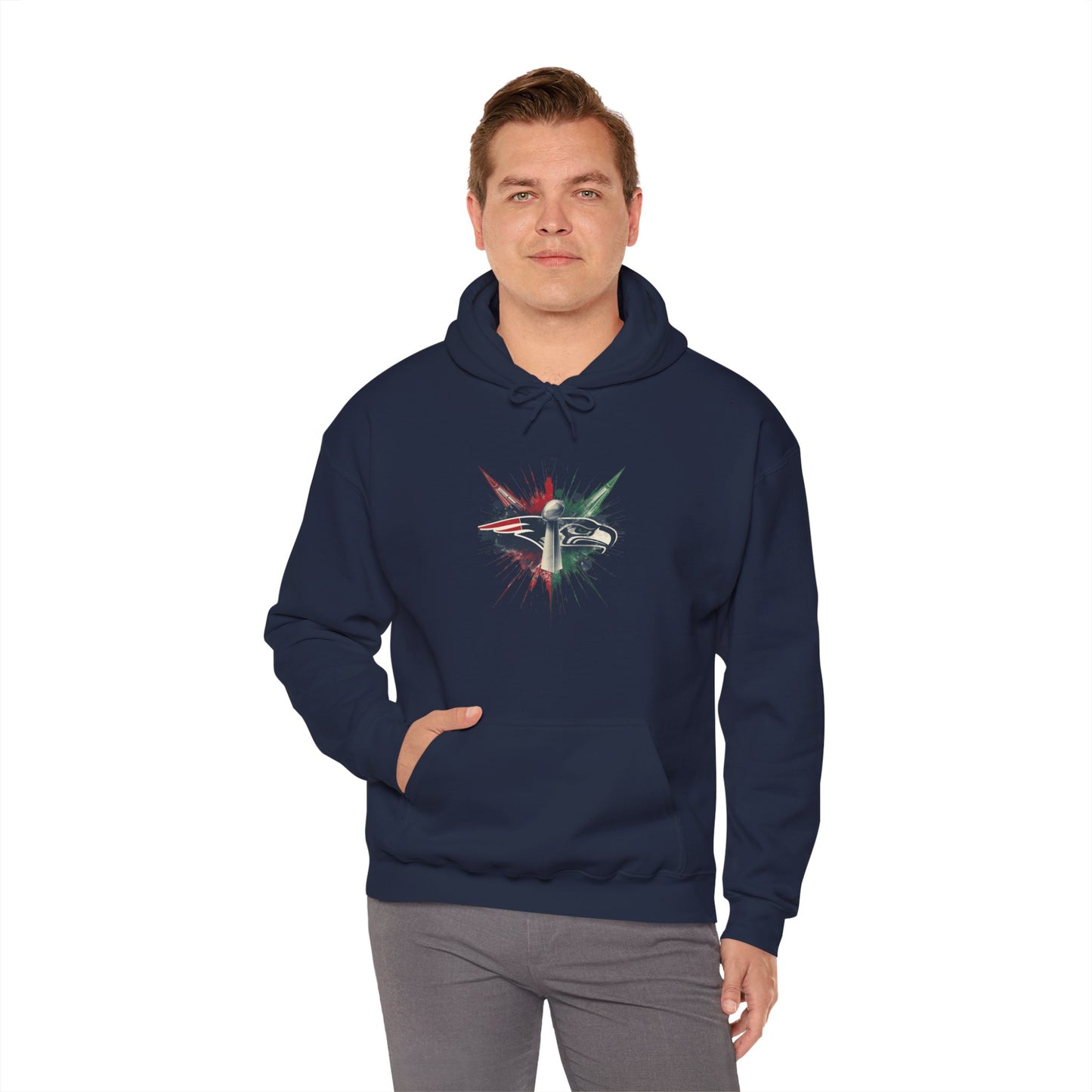Iconic Football Rivalry Split Logo Hoodie Football Pullover Jacket