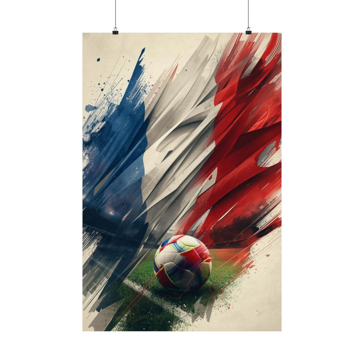 Soccer France Flag Poster — Matte Vertical Football Art Print