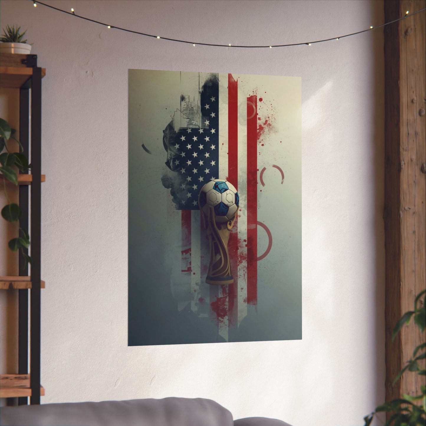 American Soccer 2026 Poster — USA Flag Matte Vertical Art Print